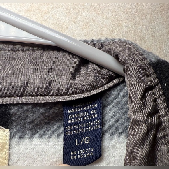 Wrangler Authentics Fleece Black & White Checkered Flannel Button Up,Size L - Picture 4 of 8